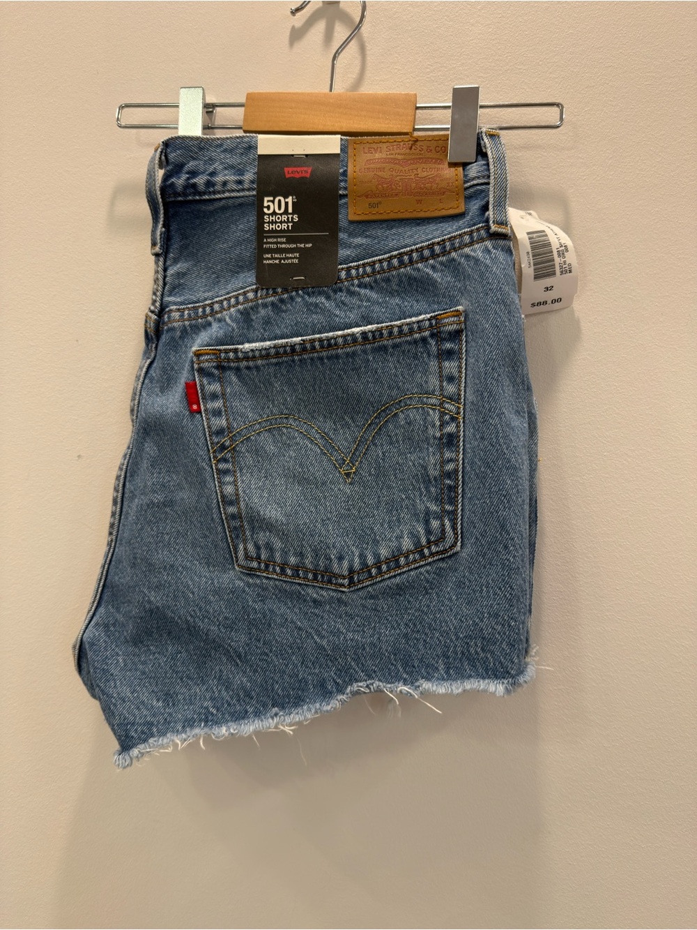 Levi's 501 Blue Denim Cutoff Shorts with Raw Hem